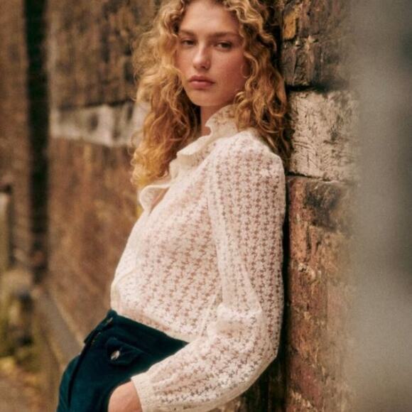 Sezane Tops - NEW Sezane Chemise Cathy  Broderie Button Front Top Sz 34 US XS/2